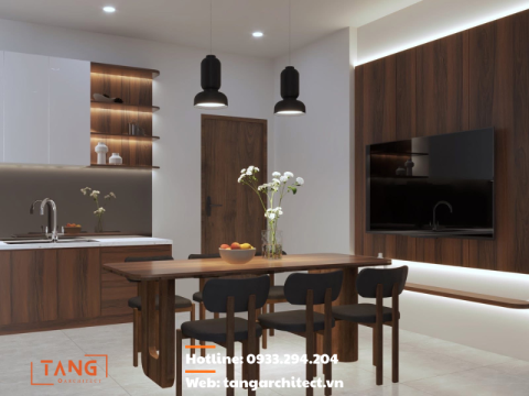 Thiết kế nội thất mộc mạc tone tối trung niên hiện đại sang trọng - Tạng Architect